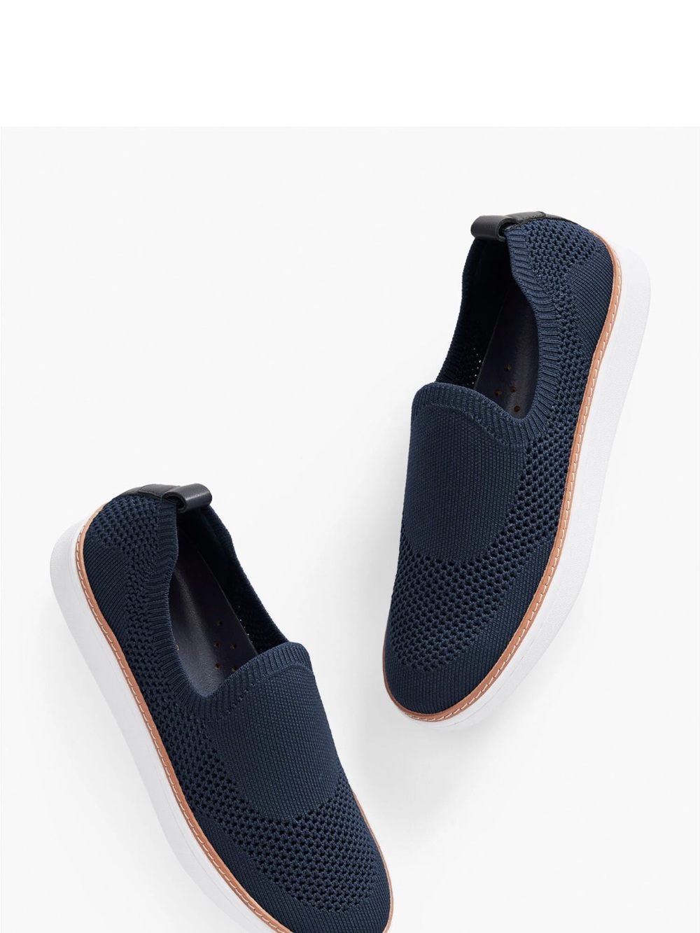 Talbots Navy Knit Slip-On Loafers with White Sole